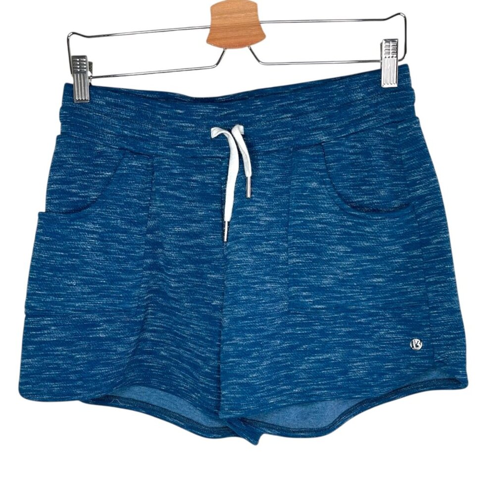 Buff Bunny Womens Heather Blue Drawstring Casual Knit Shorts Size Large